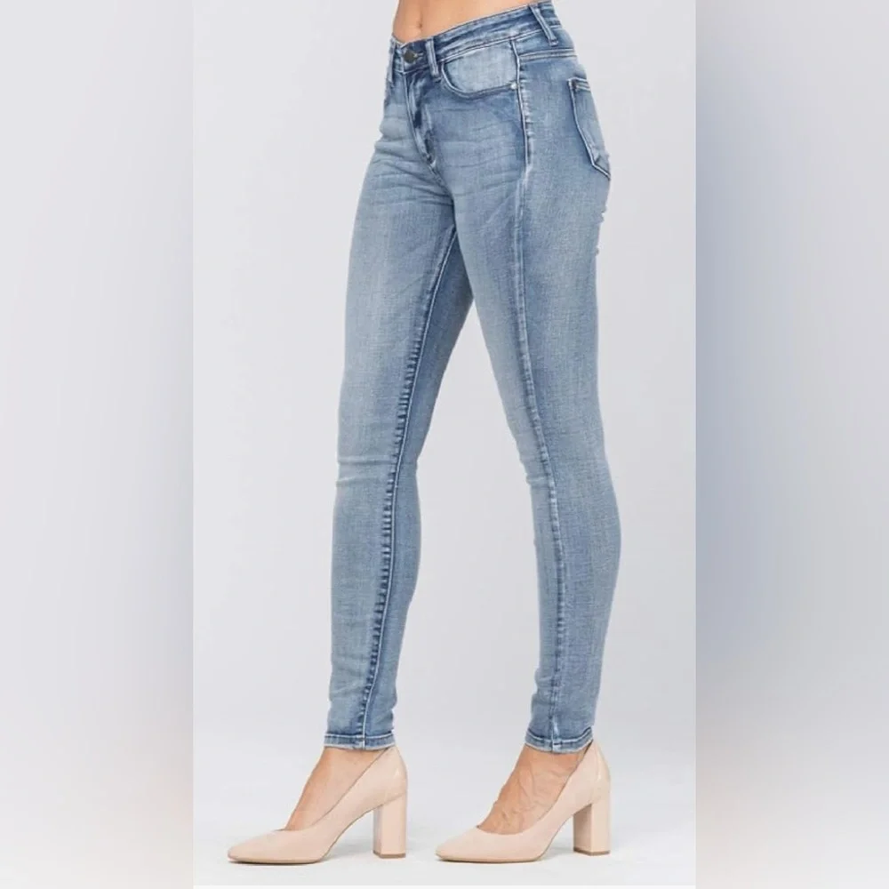 Judy Blue Los Angeles Women’s Sz 13|31‎ High Rise Heavy Handsand Skinny Jeans - Picture 5 of 17